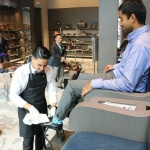 Holt Renfrew custom made shoe shine booth