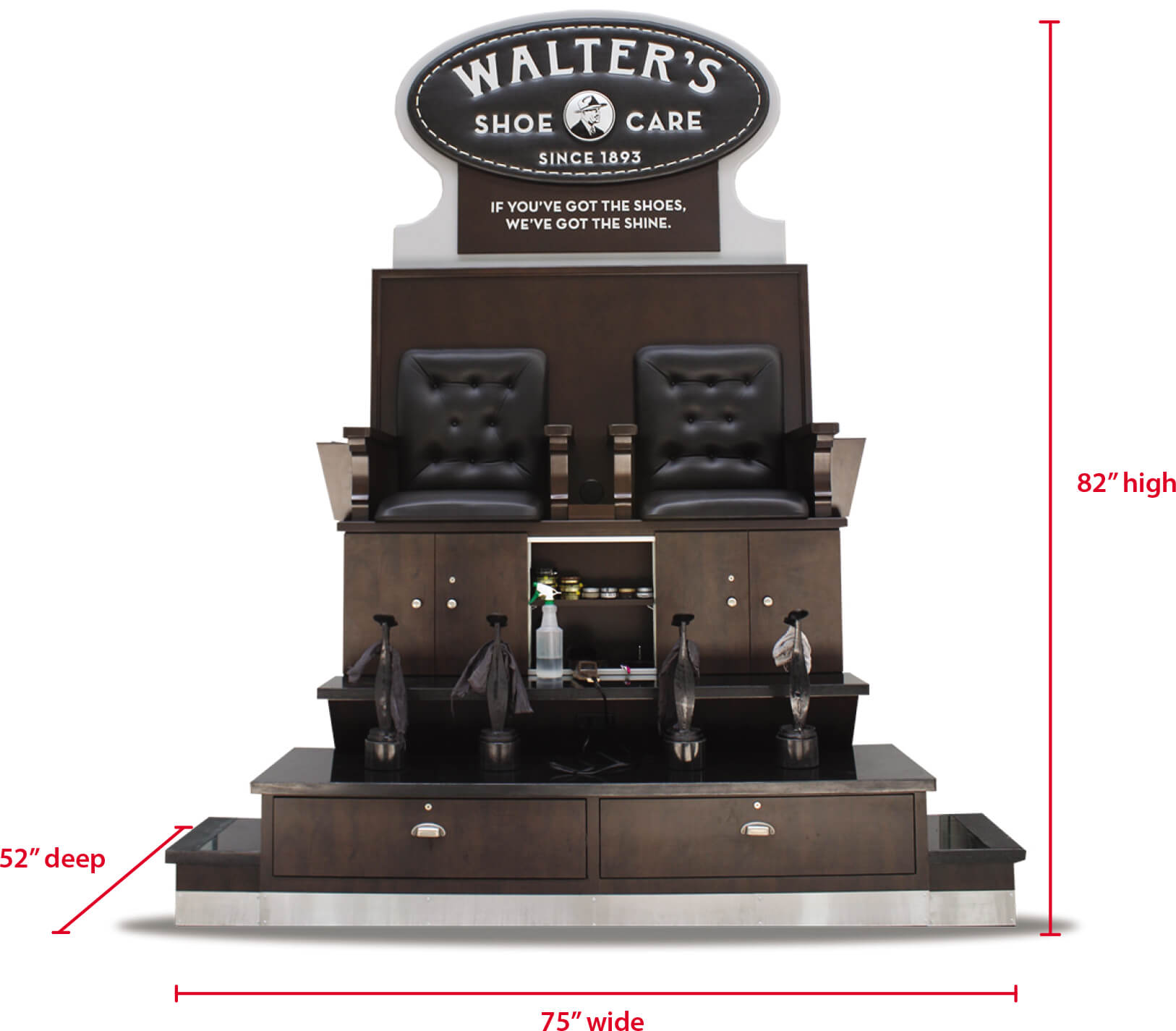 Permanent StandShoe Shine unit dimensions